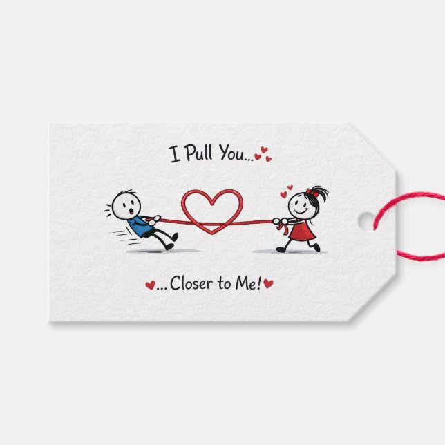 Stickman Tug of Love Gift Tags (Front (Horizontal))