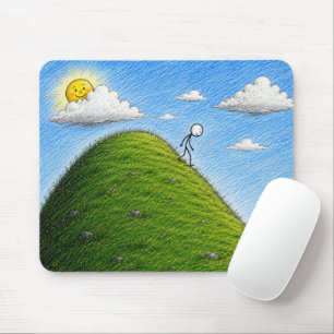 Stickman Walking Downhill Mouse Pad