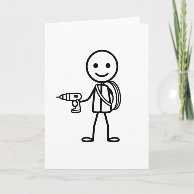 Stickmen At Work - The Electrician Card (Front)