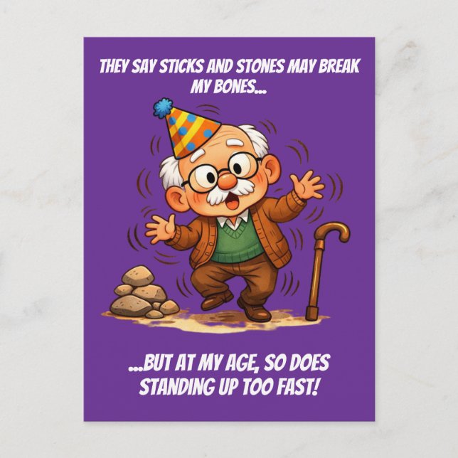 Sticks, Stones & Standing Up Too Fast Postcard (Front)