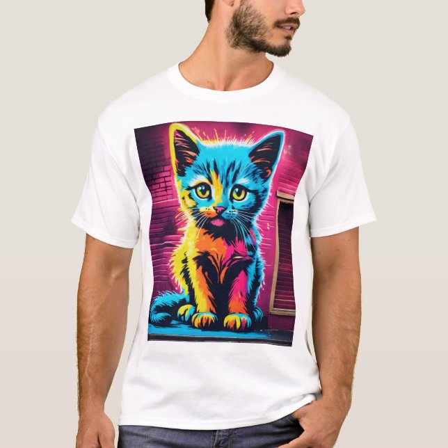 Sticky Kitty–Vibrant Cursive Graffiti Logo T-Shirt (Front)