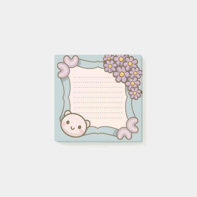 Sticky Note Template with Whimsical Florals (Front)