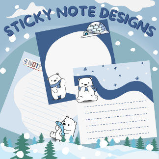 Sticky Notes Design Polar Bear Theme