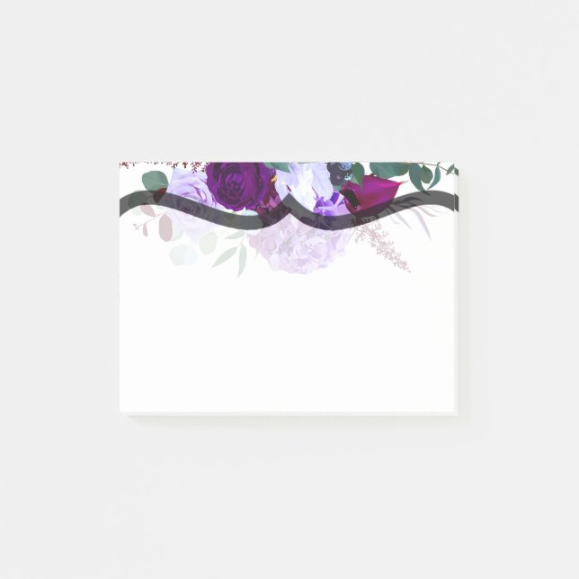Sticky Notes Lavender Hibiscus on White (Front)