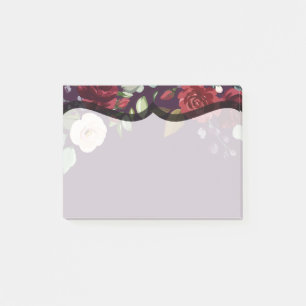 Sticky Notes Plum Purple Roses Gold Geometric