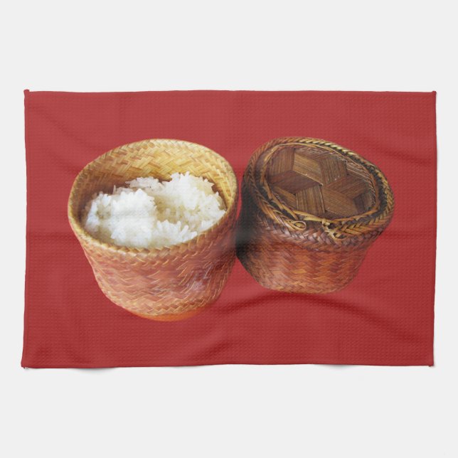 Sticky Rice [Khao Niao] Thai Lao Food Kitchen Towel (Horizontal)