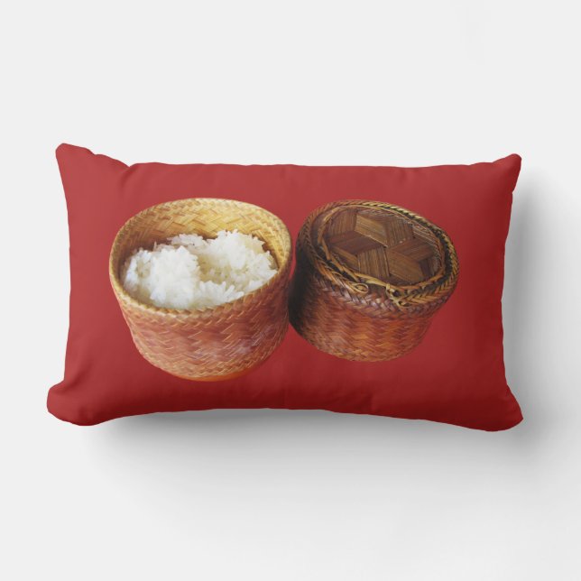 Sticky Rice [Khao Niao] Thai Lao Food Lumbar Pillow (Front)
