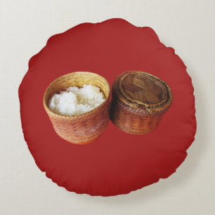Sticky Rice [Khao Niao] Thai Lao Food Round Pillow