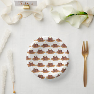 Sticky Toffee Pudding UK British Food Dessert Paper Plate