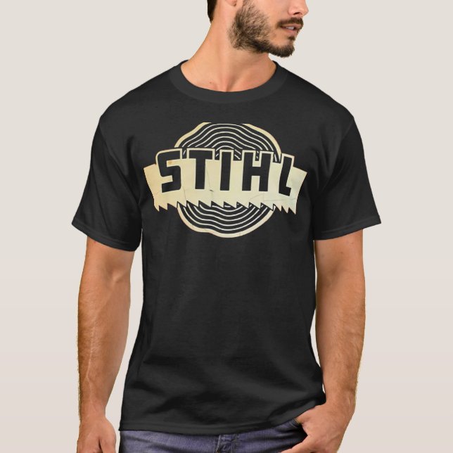 Stihl Chainsaw Mens Neck Top Sports Cotton Round (Front)