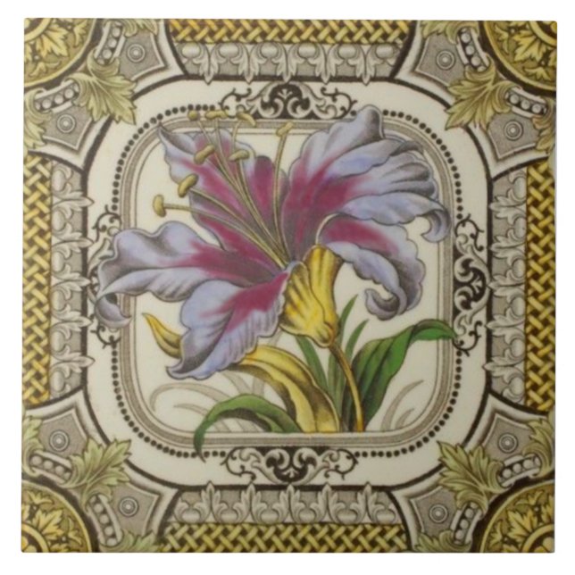 Stiking Victorian Hand Coloured TransferWare Repro Tile (Front)