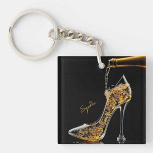 Stiletto and Sparkling Wine-High Heel Keychain