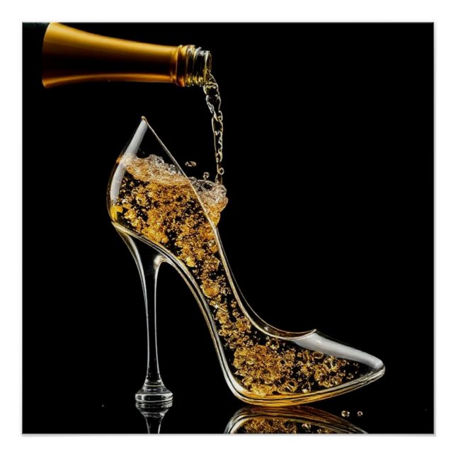 Stiletto and Sparkling Wine-Wine Bar Poster (Front)