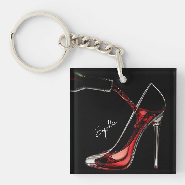 Stiletto and Wine-High Heel Keychain (Front)