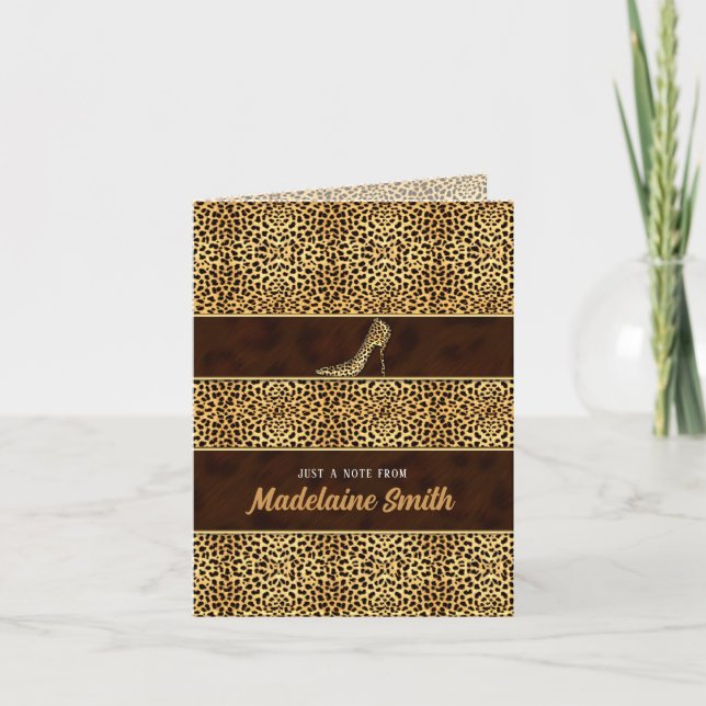Stiletto Heel and Cheetah Print Deluxe Note Card (Front)