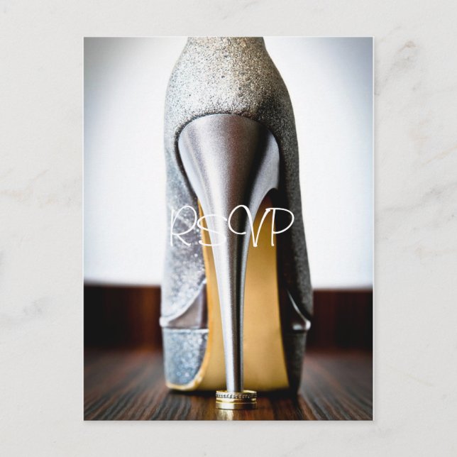 Stiletto Wedding Shoe RSVP Invitation with Photo (Front)
