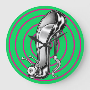 Stilettoid™/Green & Pink Large Clock
