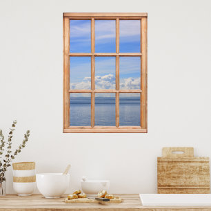 Still and Peaceful Ocean View from a Window Poster
