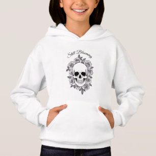 Still Blooming Skull & Roses Line Art Hoodie