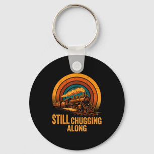 Still Chugging Along Retro Steam Train Locomotive Keychain