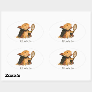 Still Cute Tho Vampire Bearded Dragon Art Oval Sticker