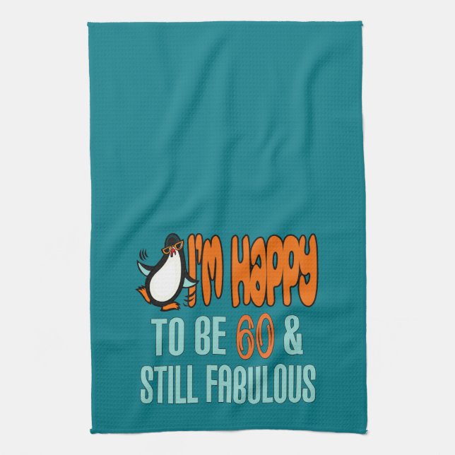 Still Fabulous 60th Birthday Penguin Kitchen Towel (Vertical)