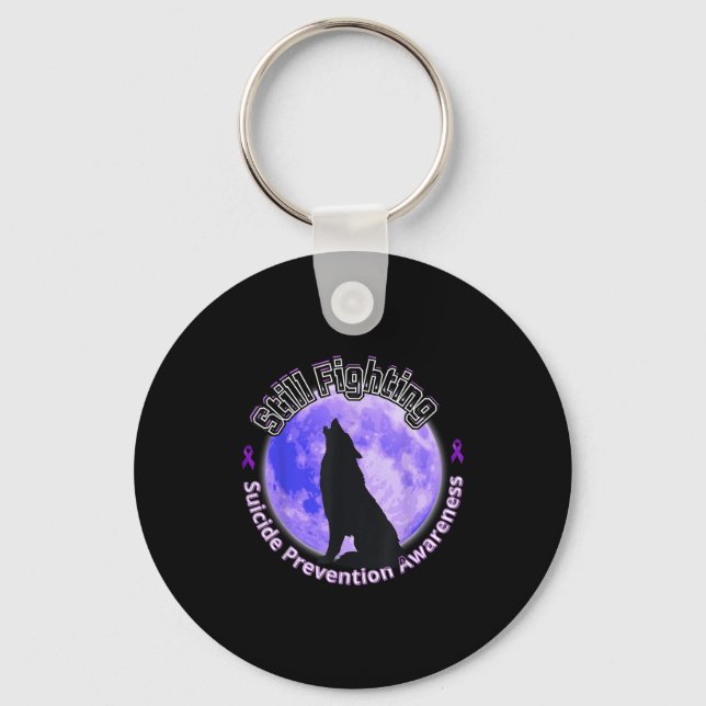 Still Fighting Suicide Prevention Awareness Wolf  Keychain (Front)