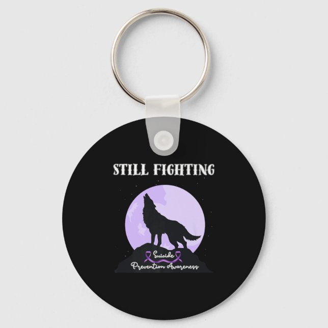 Still Fighting Suicide Prevention Awareness Wolf P Keychain (Front)