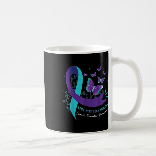 Still Here Still Fighting Suicide Prevention Purpl Coffee Mug (Right)