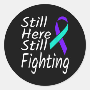 Still Here Still Fighting Suicide Prevention Ribbo Classic Round Sticker