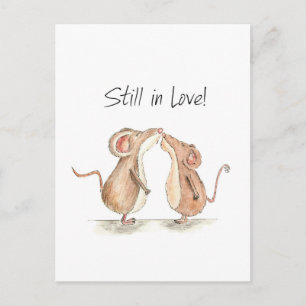 Still in Love - Two cute kissing Mice Postcard