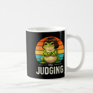 Still judging – frog with bob haircut frog meme coffee mug