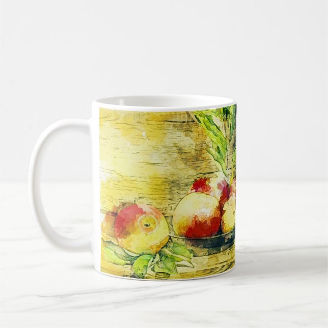 Still Life Apples In Bowl Rustic Coffee Mug (Left)