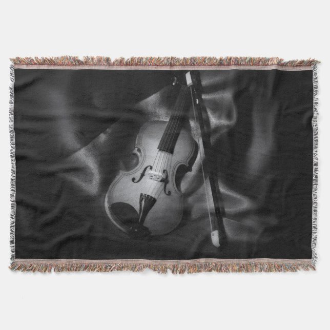 Still-life b&W image of a violin Throw Blanket (Front)