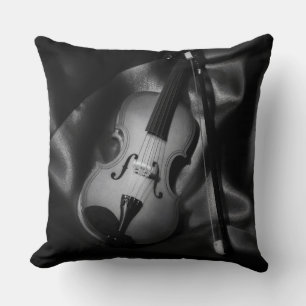 Still-life b&W image of a violin Throw Pillow