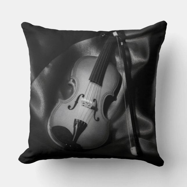 Still-life b&W image of a violin Throw Pillow (Front)