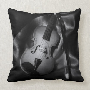 Still-life b&W image of a violin Throw Pillow