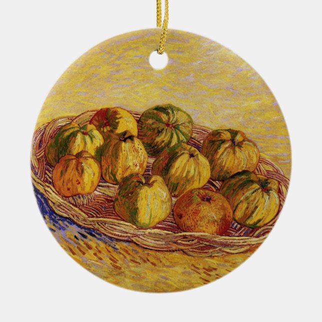 Still Life, Basket of Apples by Vincent van Gogh Ceramic Ornament (Front)