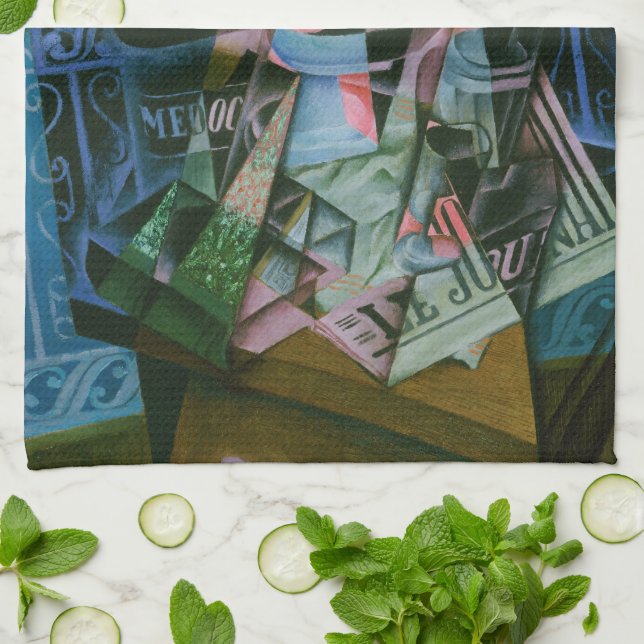 Still Life Before an Open Window by Juan Gris Kitchen Towel (Folded)