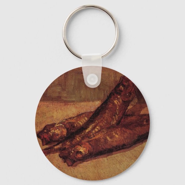 Still Life Bloaters and Garlic by Vincent van Gogh Keychain (Front)