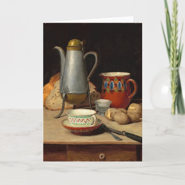 Still Life, Coffee and Potatoes | Albert Anker Card (Front)