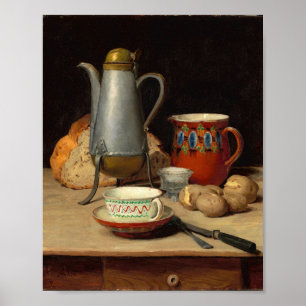 Still Life, Coffee and Potatoes   Albert Anker Poster
