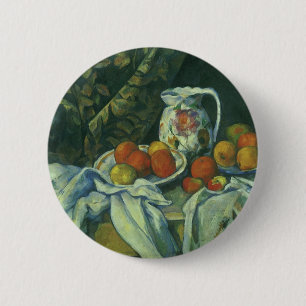 Still Life, Curtain and Pitcher by Paul Cezanne 2 Inch Round Button