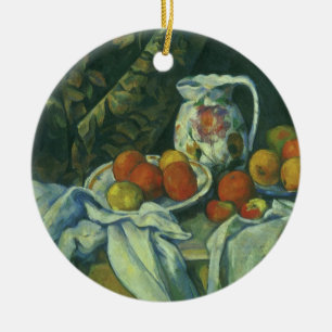Still Life, Curtain and Pitcher by Paul Cezanne Ceramic Ornament