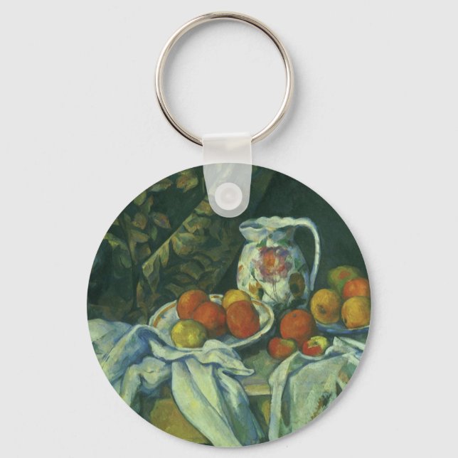 Still Life, Curtain and Pitcher by Paul Cezanne Keychain (Front)