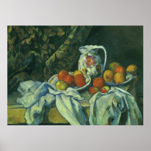 Still Life, Curtain and Pitcher by Paul Cezanne Poster