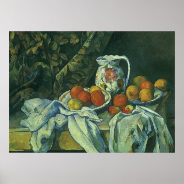 Still Life, Curtain and Pitcher by Paul Cezanne Poster (Front)