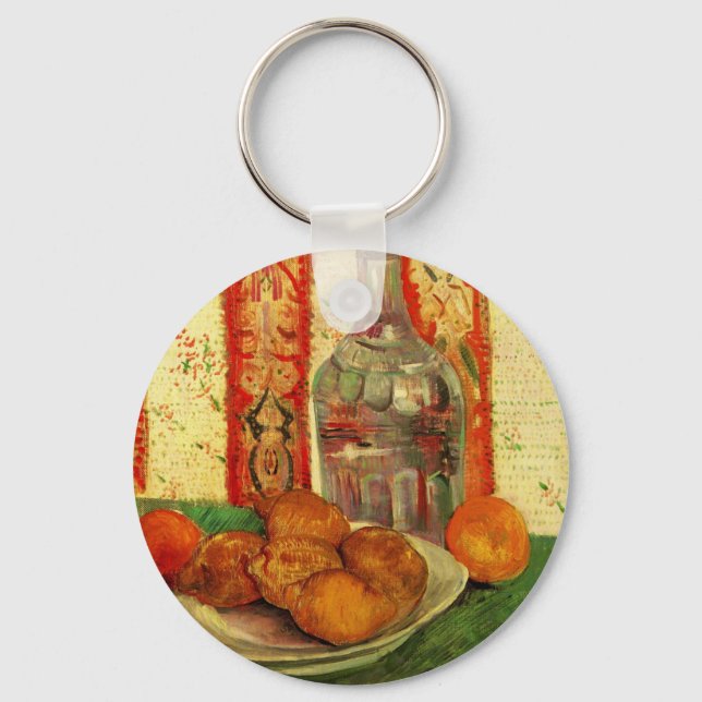 Still Life Decanter and Lemons by Vincent van Gogh Keychain (Front)