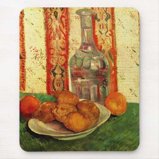 Still Life Decanter and Lemons by Vincent van Gogh Mouse Pad (Front)