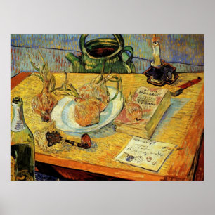 Still Life Drawing Board, Pipe, Onions and Sealing Poster